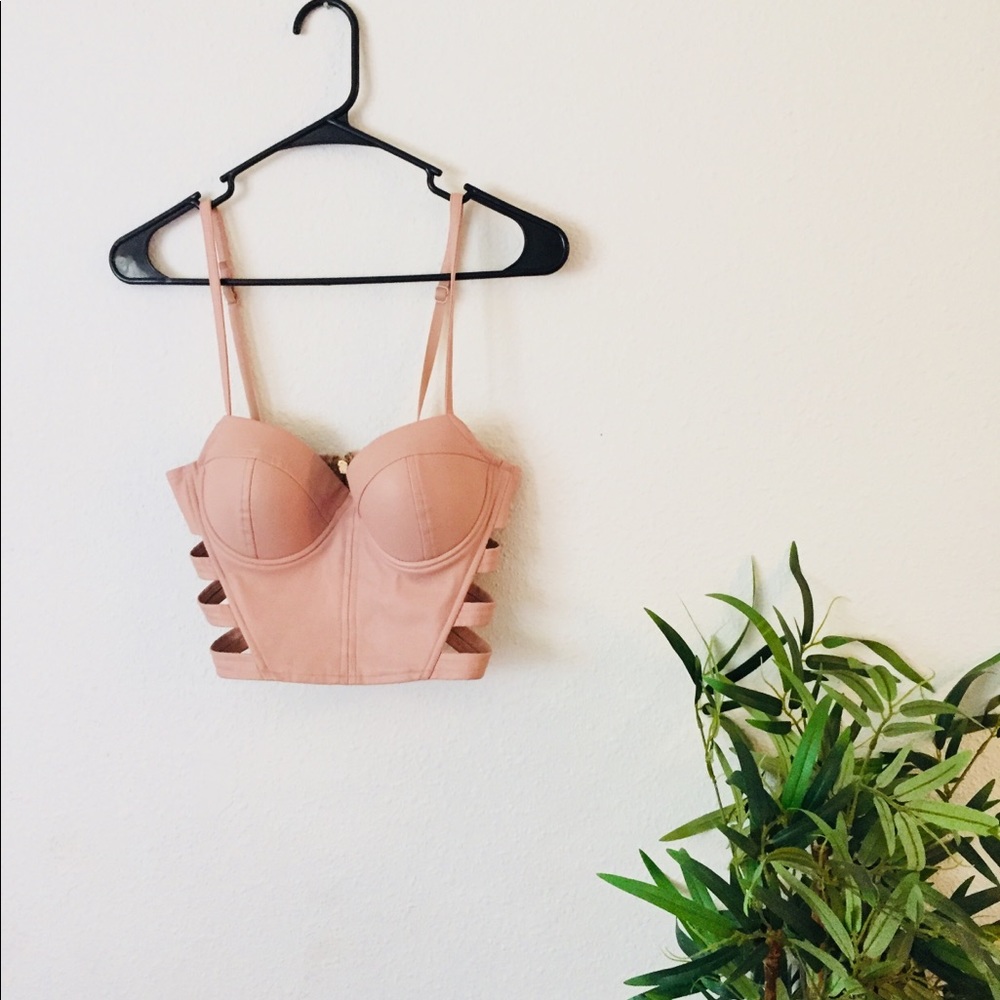 Leather pink corset top